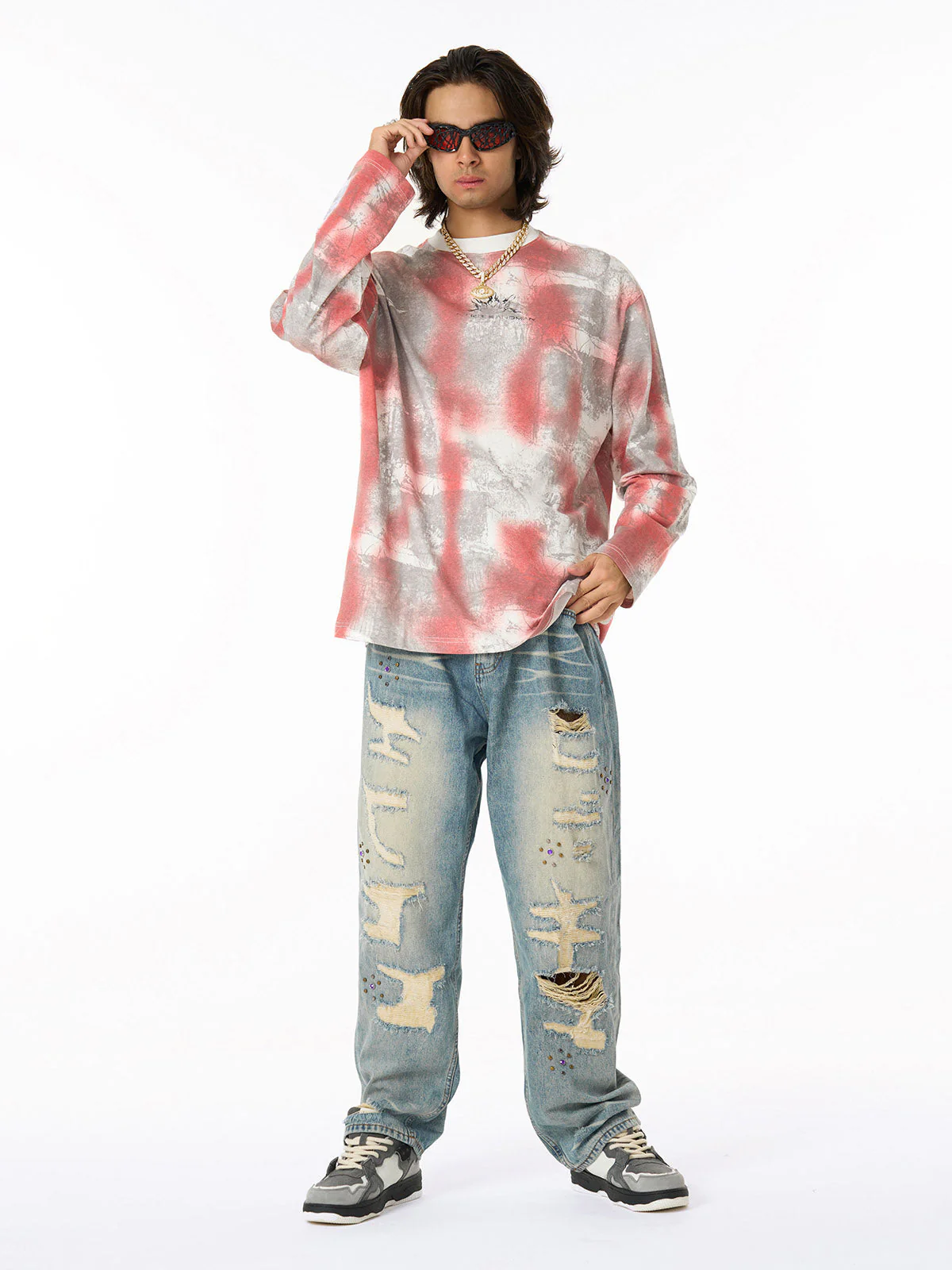 Street Dirty Bye Gradient Design Long-Sleeved T-Shirt - Image 5