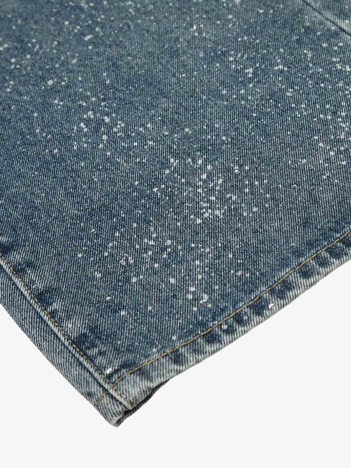 Street Distressed Washed Diamond Patch Jeans - Image 7