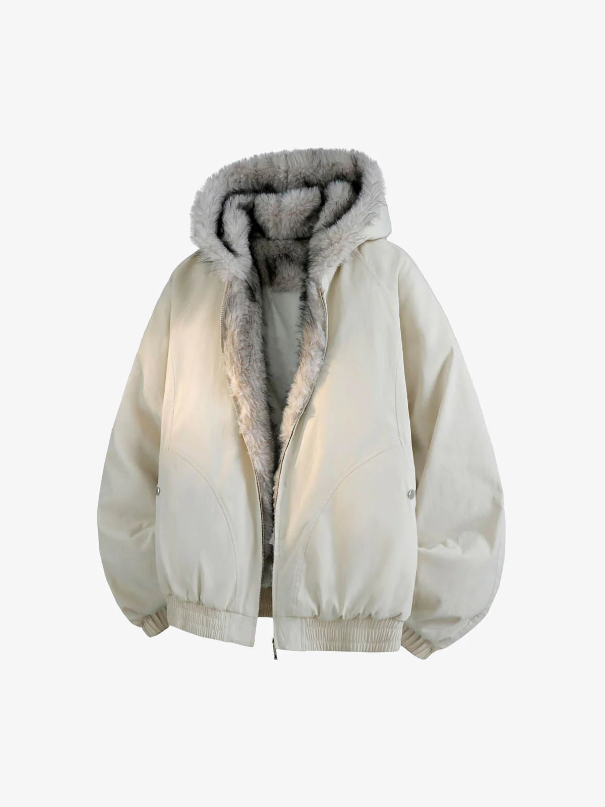 Street Faux Fur Collar Hooded Windproof Padded Jacket - Image 2