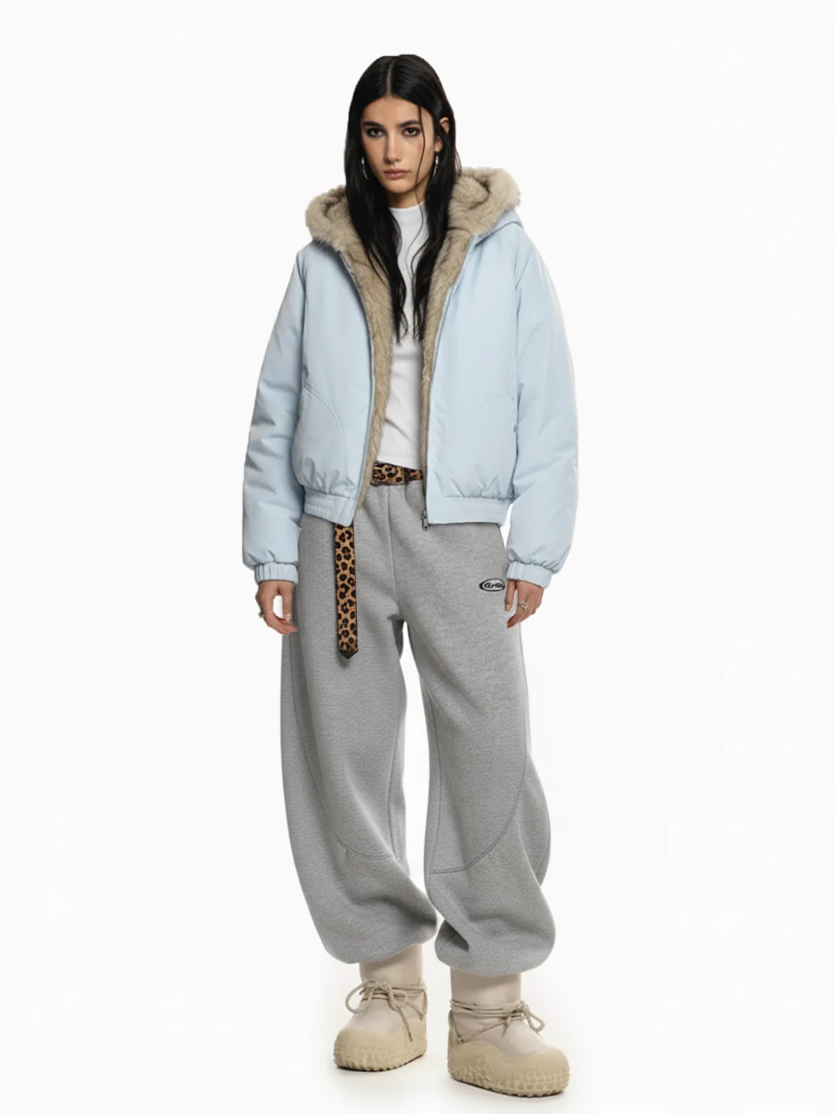 Street Faux Fur Collar Hooded Windproof Padded Jacket - Image 9