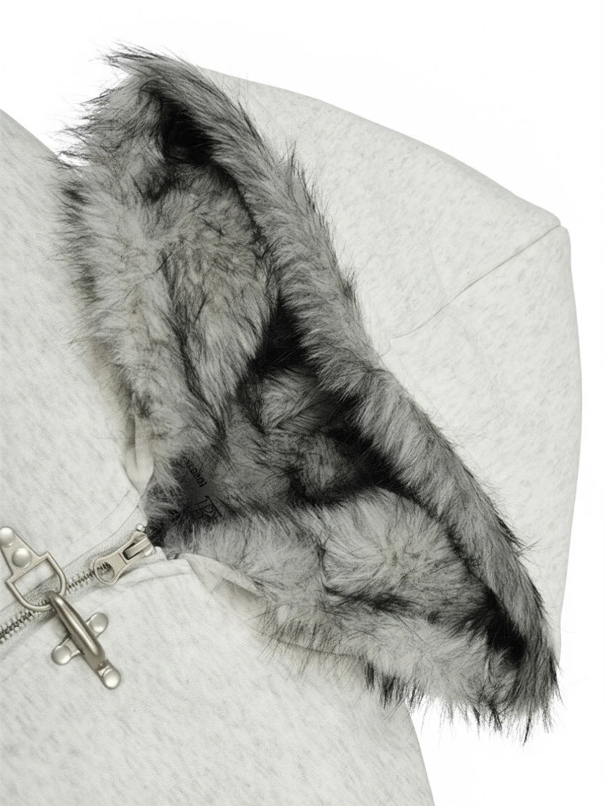 Street Faux Fur Trim Gothic Letter Print Padded Jacket - Image 5