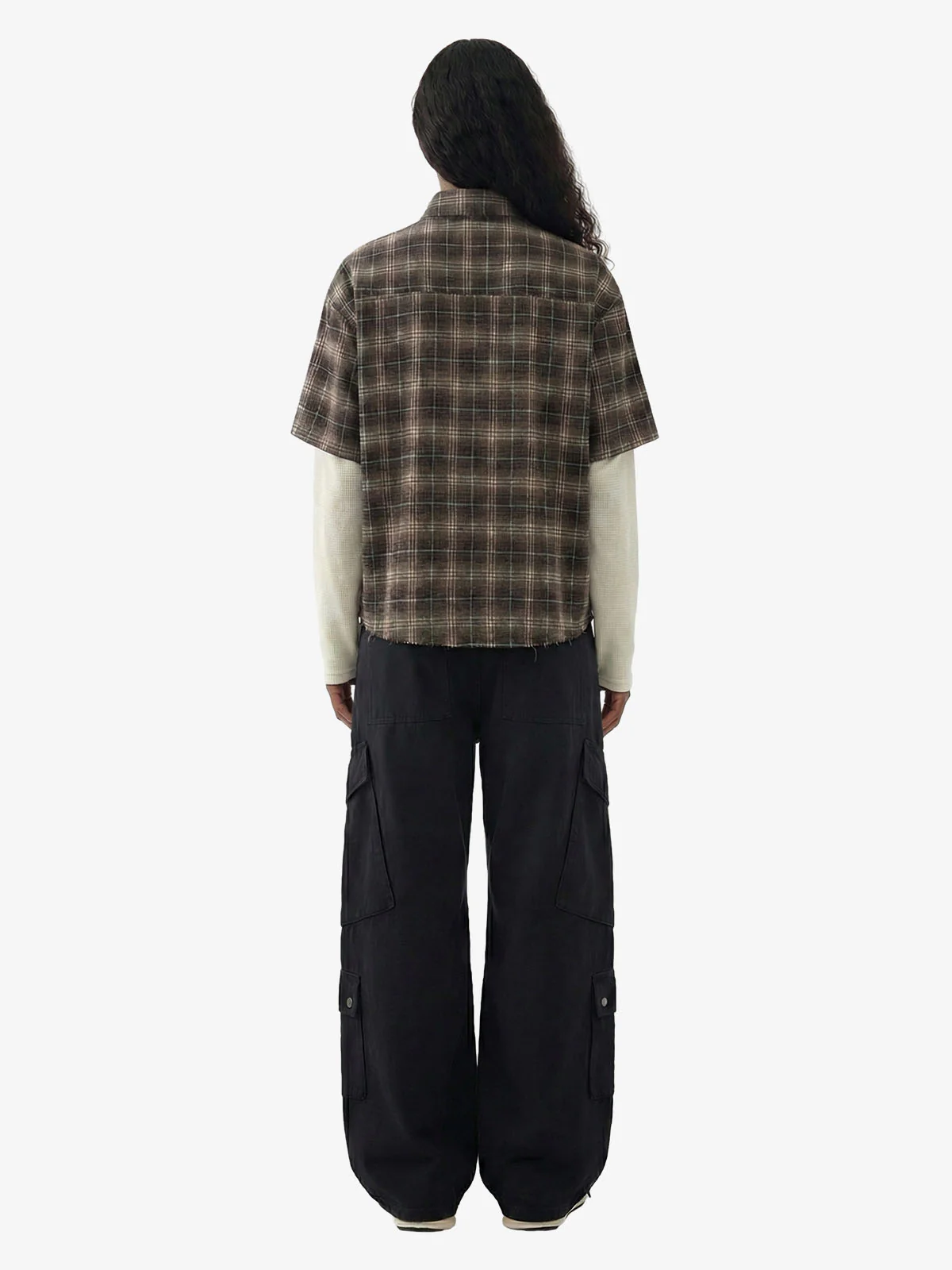 Cotton Street Distressed Plaid Faux Two-Piece Shirt - Image 5