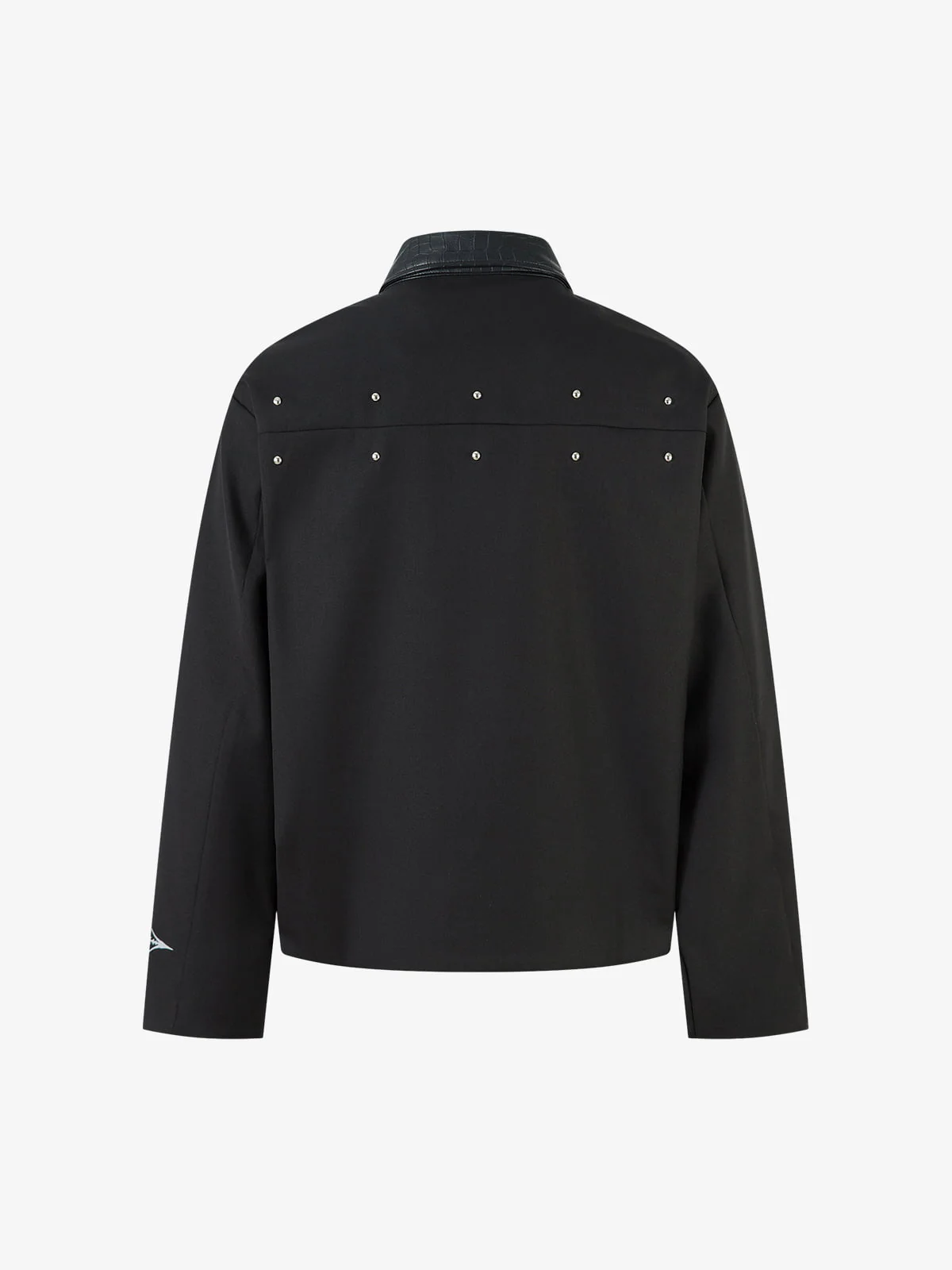 Street Gothic PU Leather Collar With Thorn Print Jacket - Image 7
