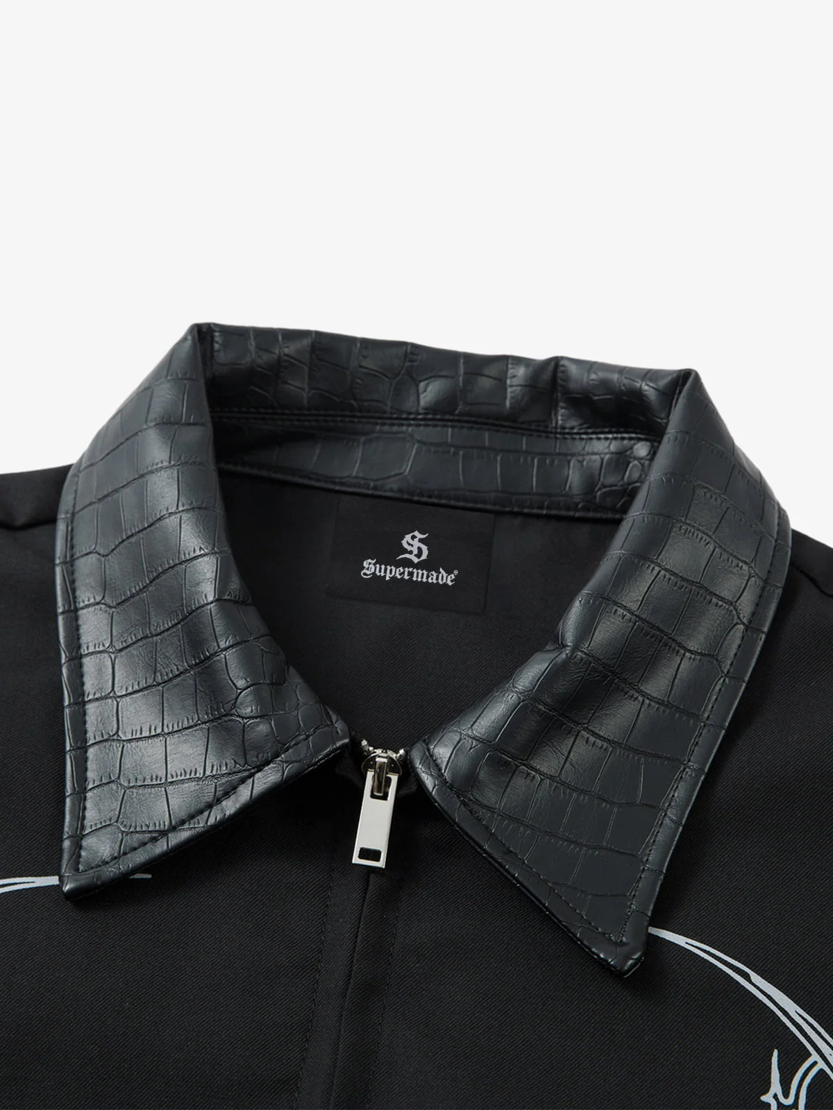Street Gothic PU Leather Collar With Thorn Print Jacket - Image 9