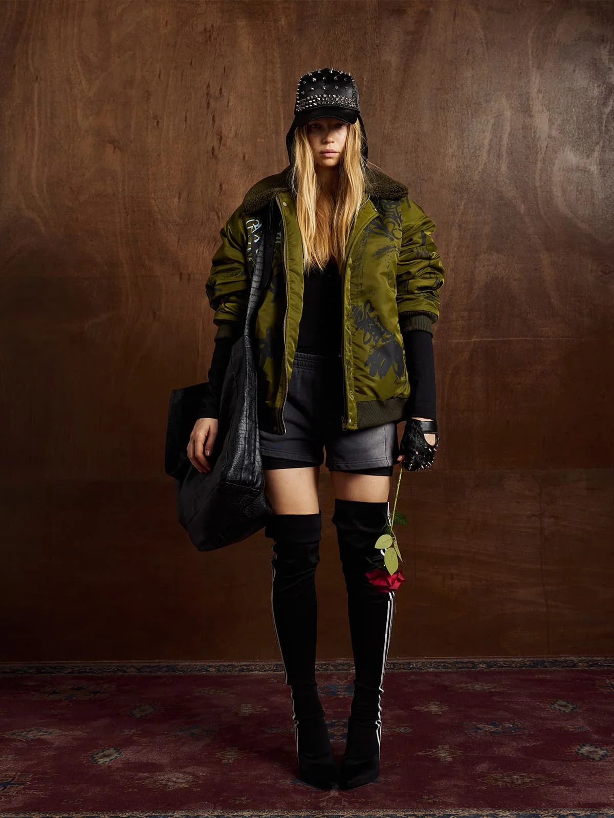 Street Graffiti Nylon Flight Cotton Jacket with Lamb Collar - Image 6
