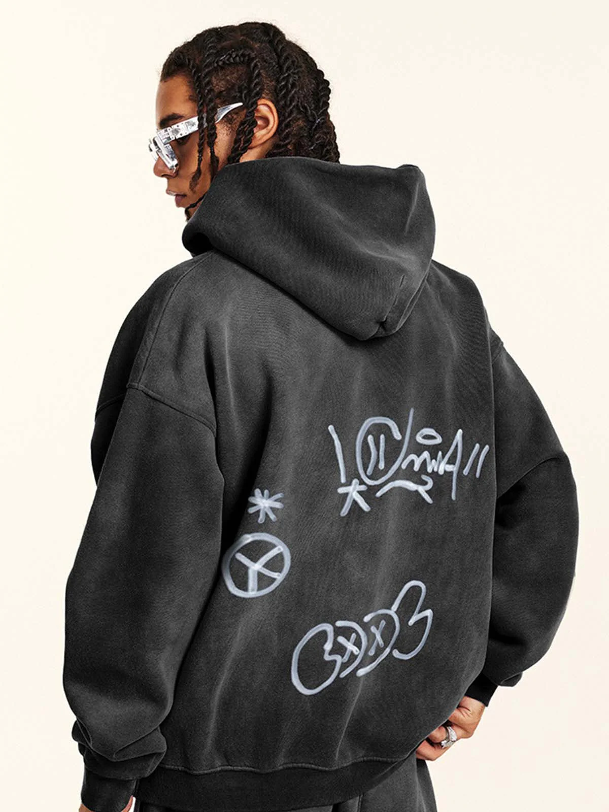 Street Graffiti Spray Print Zip Up Hoodie - Image 7