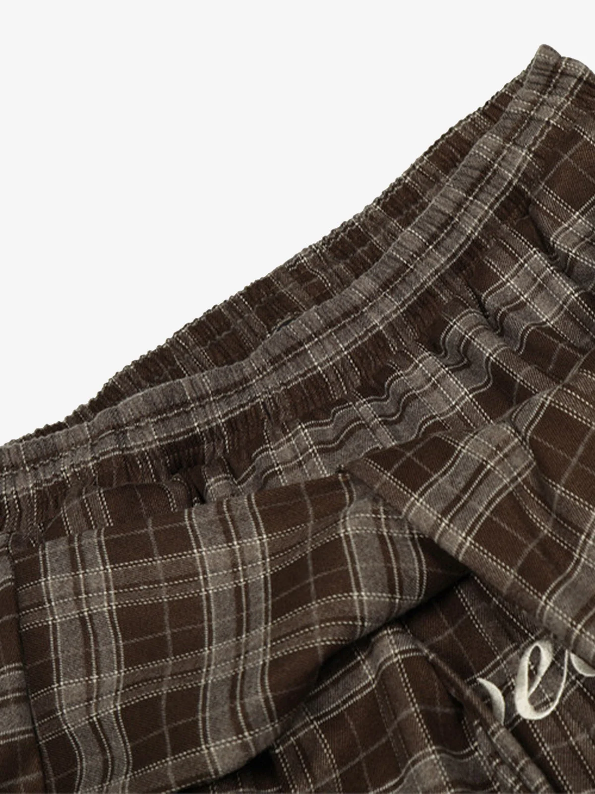 Street Pleated Waistband Plaid Check Barrel Pants - Image 4