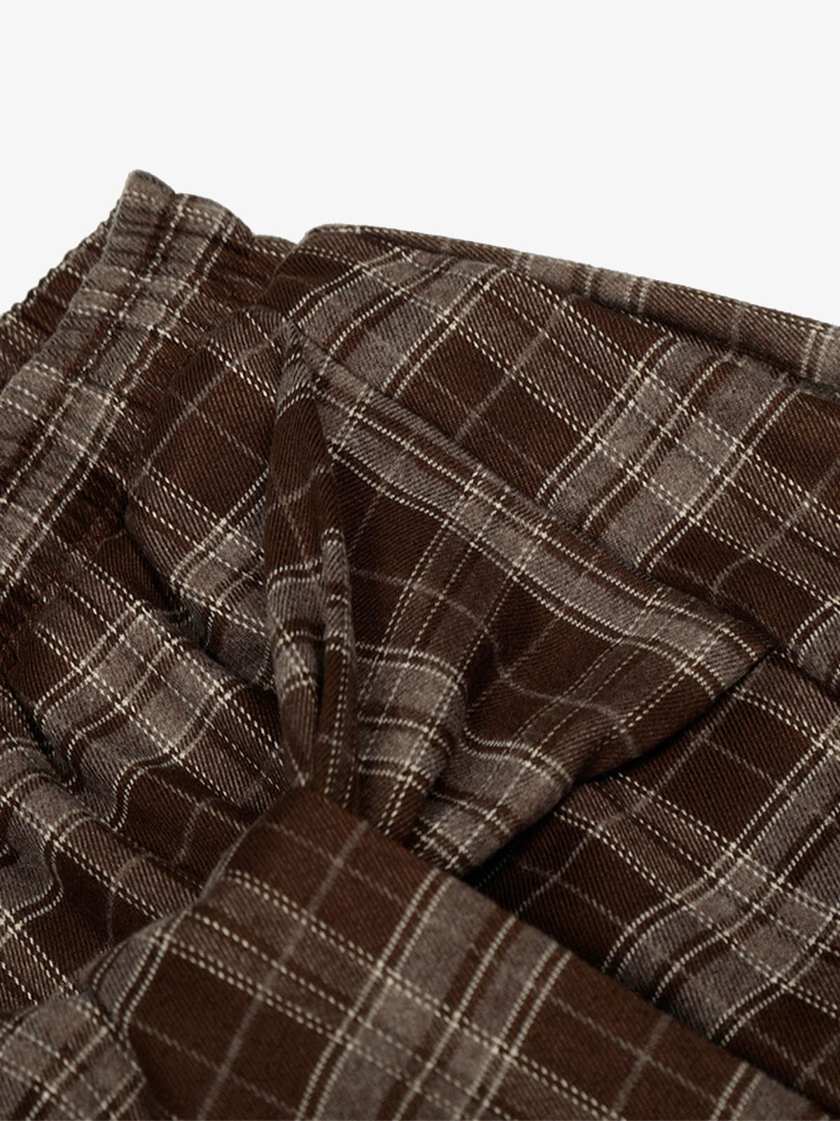 Street Pleated Waistband Plaid Check Barrel Pants - Image 5