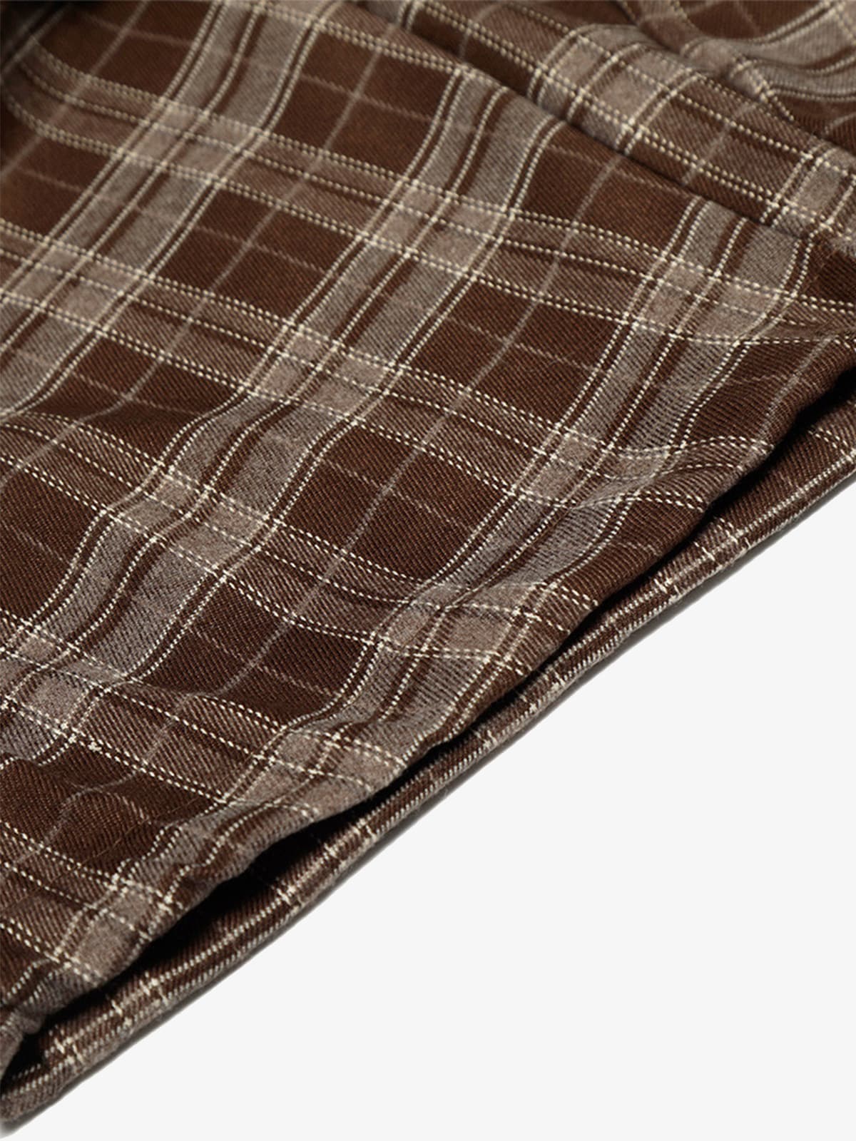 Street Pleated Waistband Plaid Check Barrel Pants - Image 8
