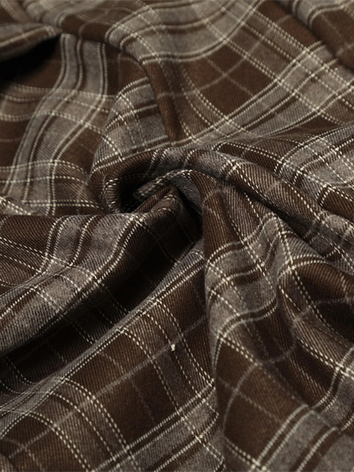Street Pleated Waistband Plaid Check Barrel Pants - Image 9