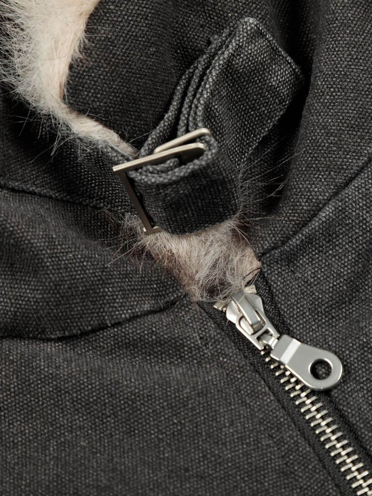 Pocket Zip Up Fur Collar Work Quilted Jacket - Image 13