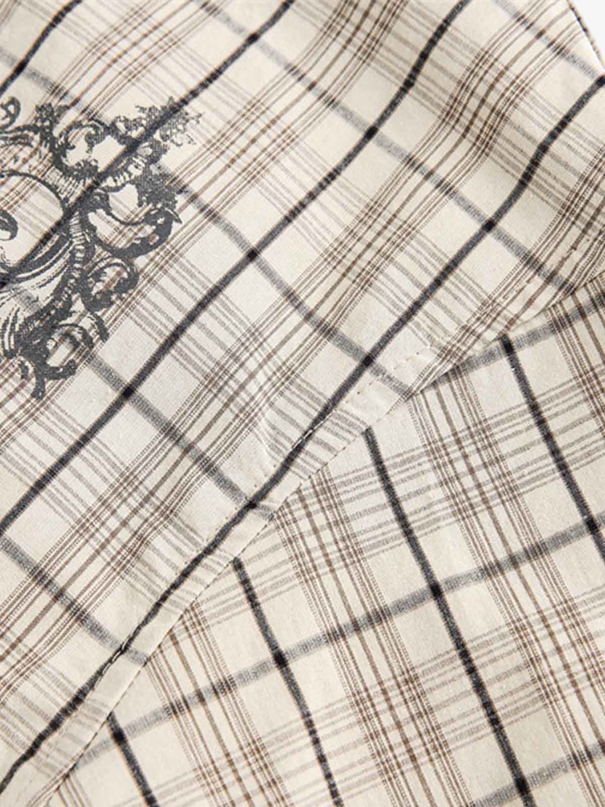 Street Print Lettering Plaid Long-Sleeve Shirt - Image 11