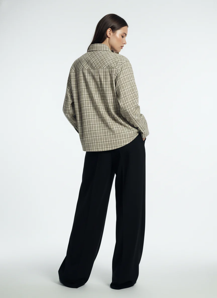 Street Print Lettering Plaid Long-Sleeve Shirt - Image 4