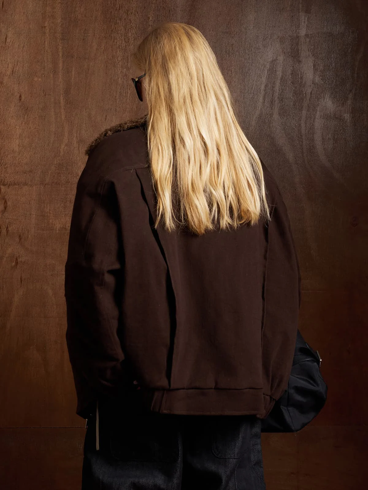 Street Punk Oblique Zipper Lambswool Collar Quilted Jacket - Image 3