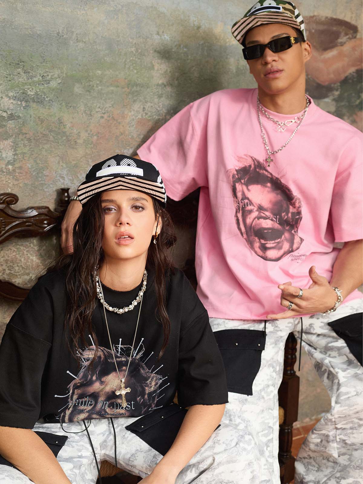 Street Retro Fun Portrait Print T-shirt