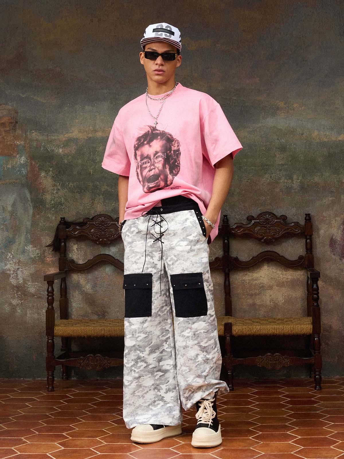Street Retro Fun Portrait Print T-shirt - Image 7
