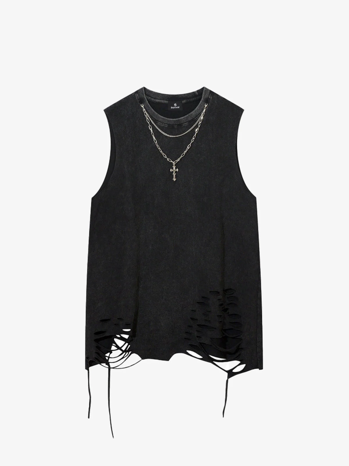 Street Ripped Vest with Detachable Necklace