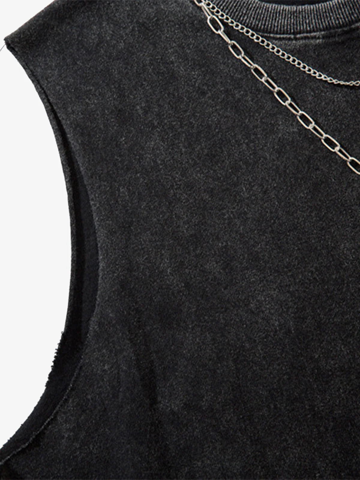 Street Ripped Vest with Detachable Necklace - Image 12