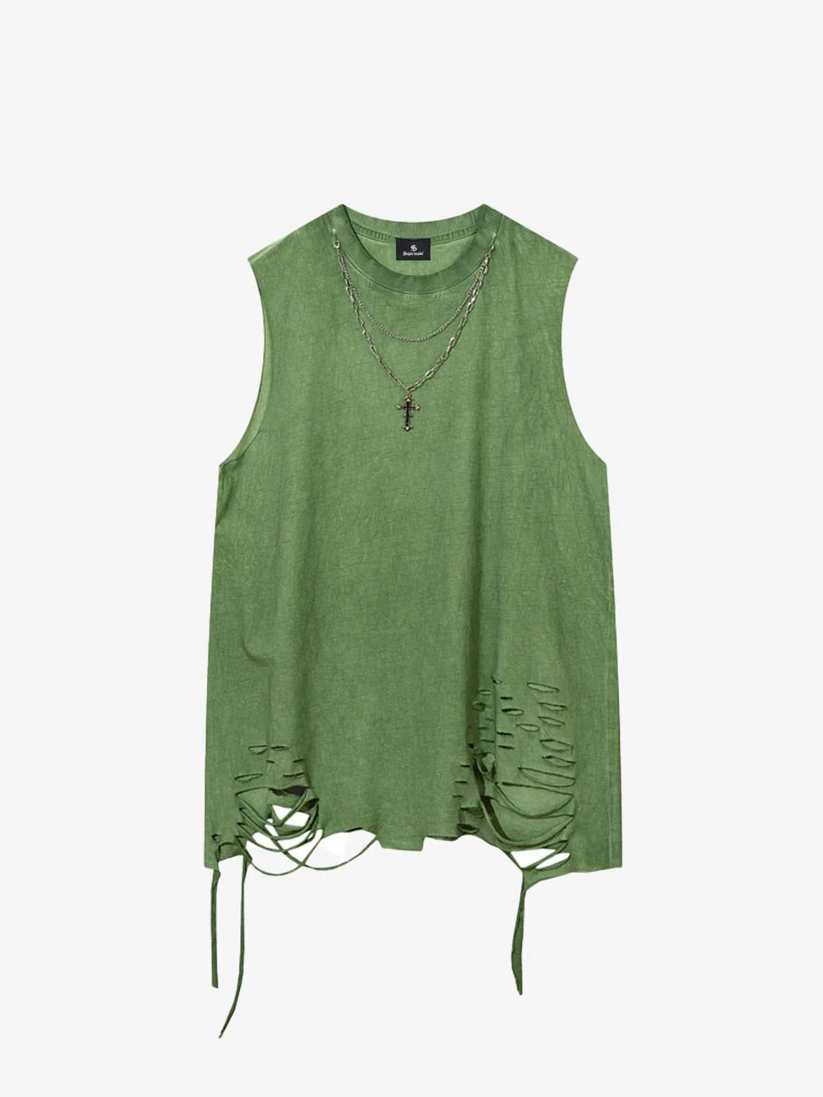 Street Ripped Vest with Detachable Necklace - Image 3