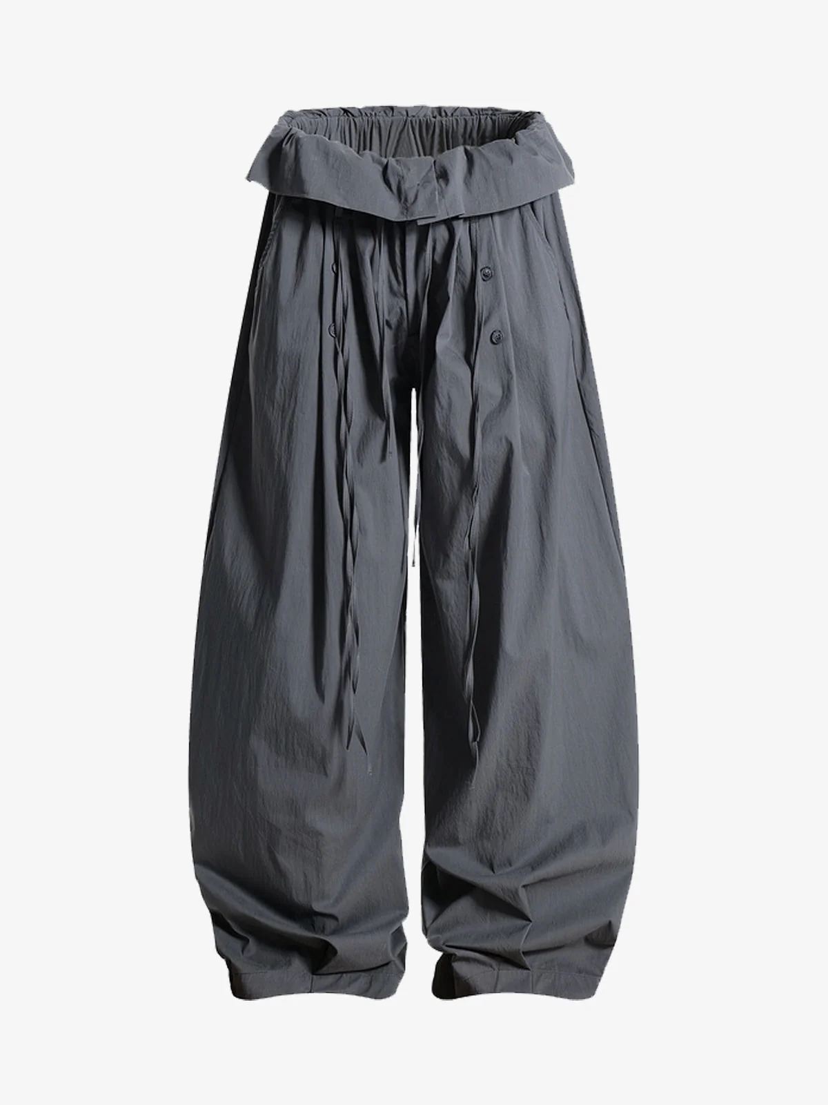 Street Ruffled Waist Pleated Drape Balloon Pants - Image 5