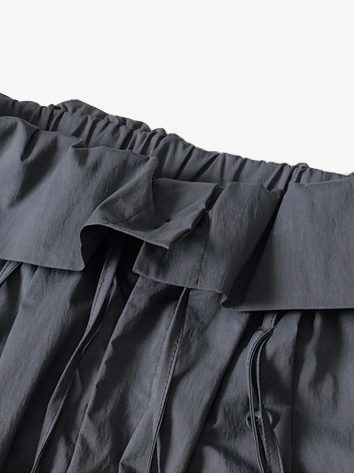 Street Ruffled Waist Pleated Drape Balloon Pants - Image 7