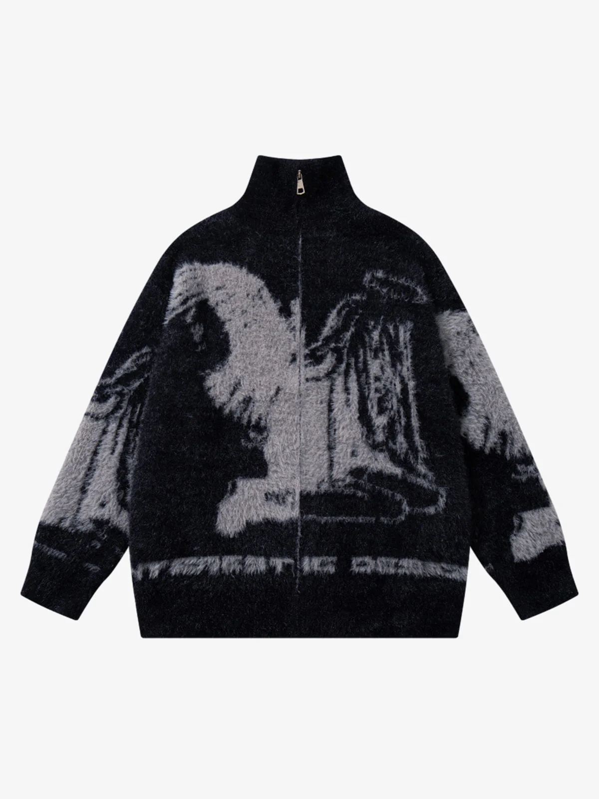 Street Subculture Angel Jacquard Cardigan Sweater - Image 3