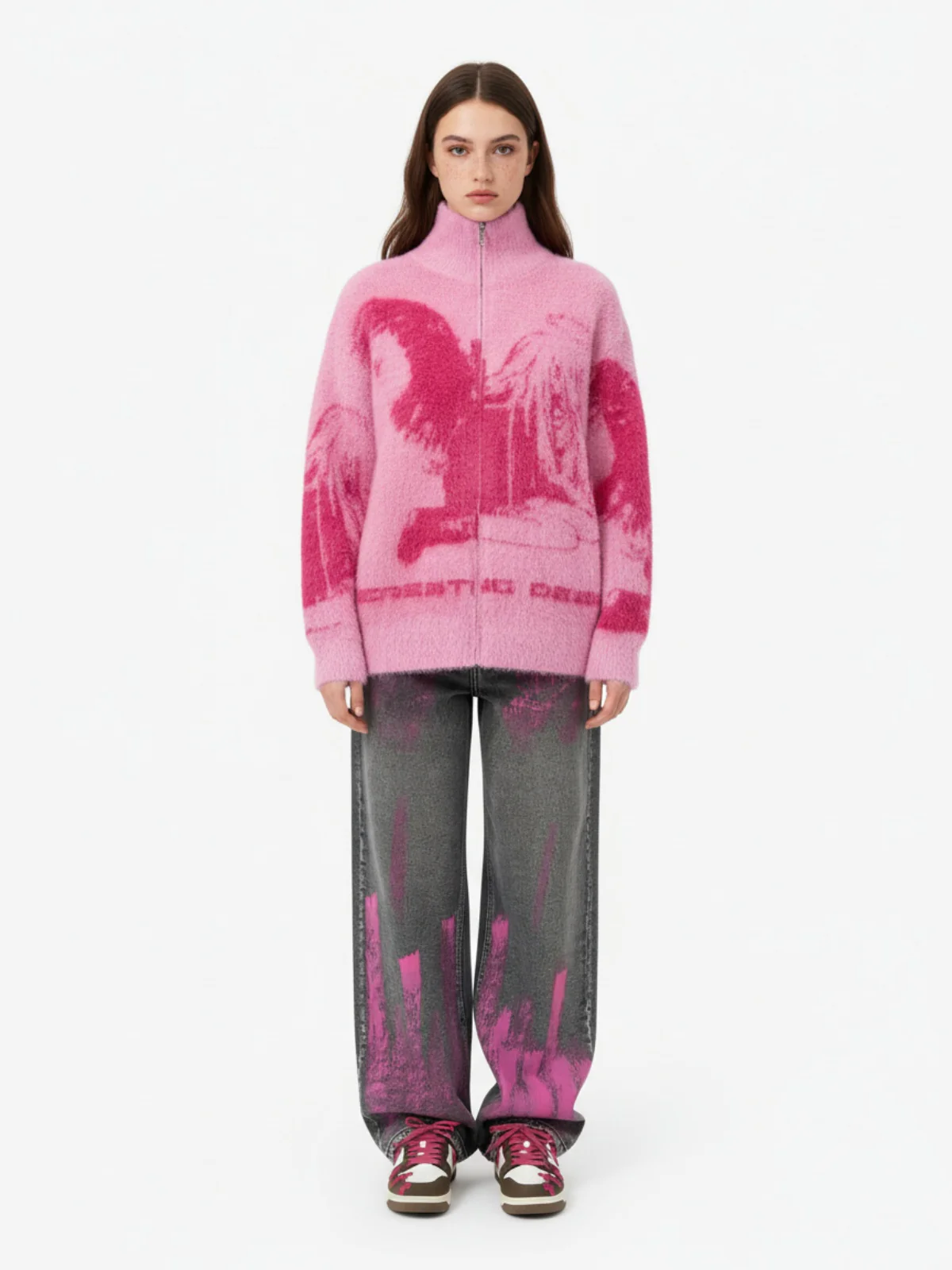 Street Subculture Angel Jacquard Cardigan Sweater - Image 8