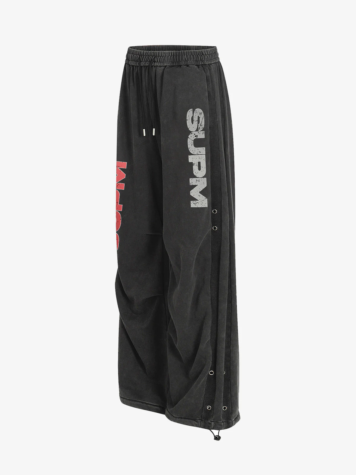Street Washed Mottled Rivet Letter Print Baggy Sweatpants - Image 5
