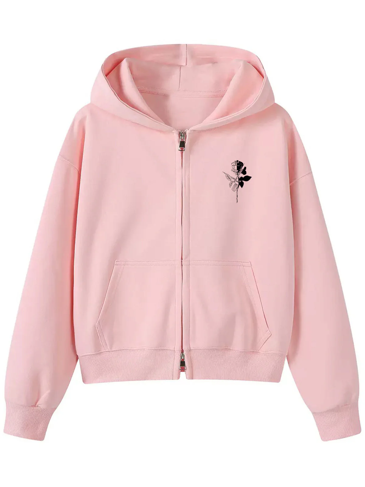 Streetwear Supermade Floral Graphic Zip Up Hooded Sweatshirt - Image 4