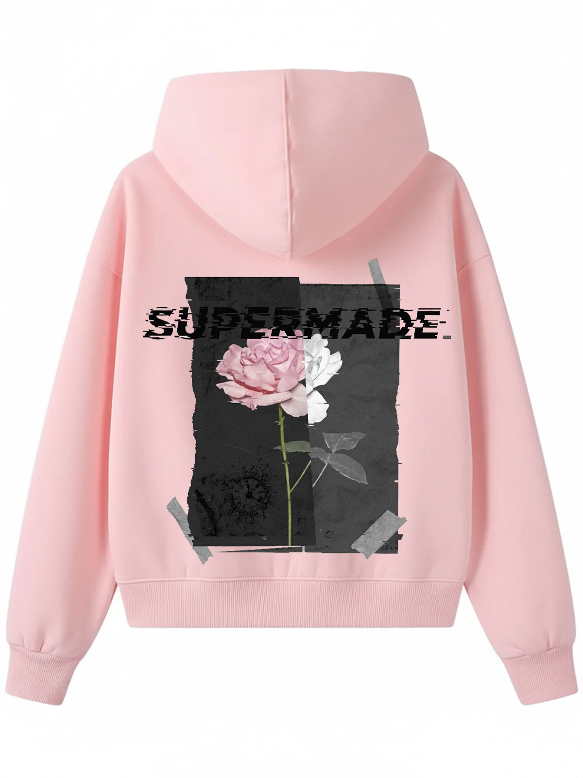 Streetwear Supermade Floral Graphic Zip Up Hooded Sweatshirt - Image 5
