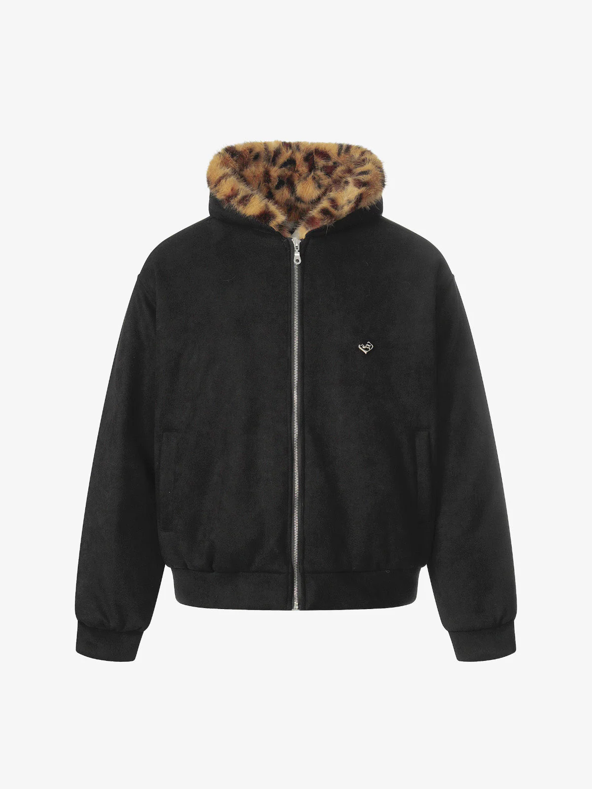 Tiger Print With Ears Hooded Fur Jacket - Image 2