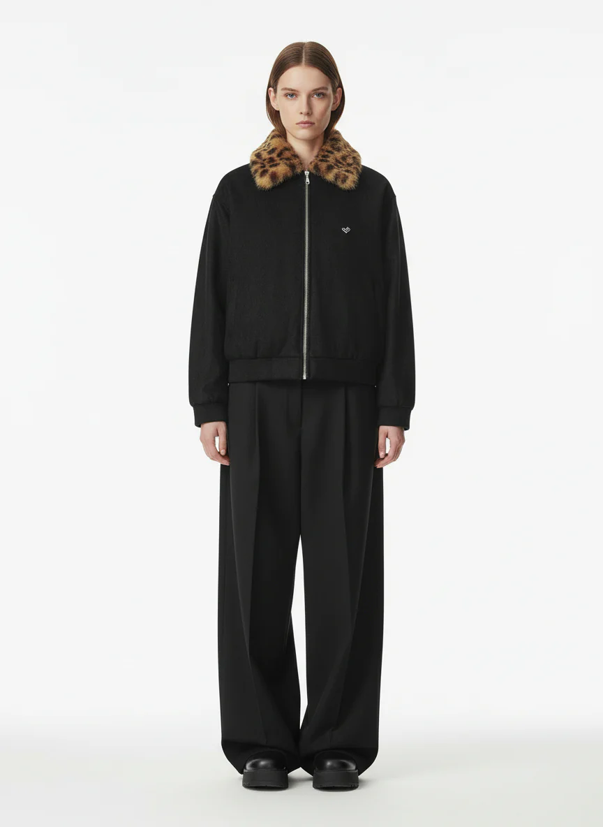 Tiger Print With Ears Hooded Fur Jacket - Image 3