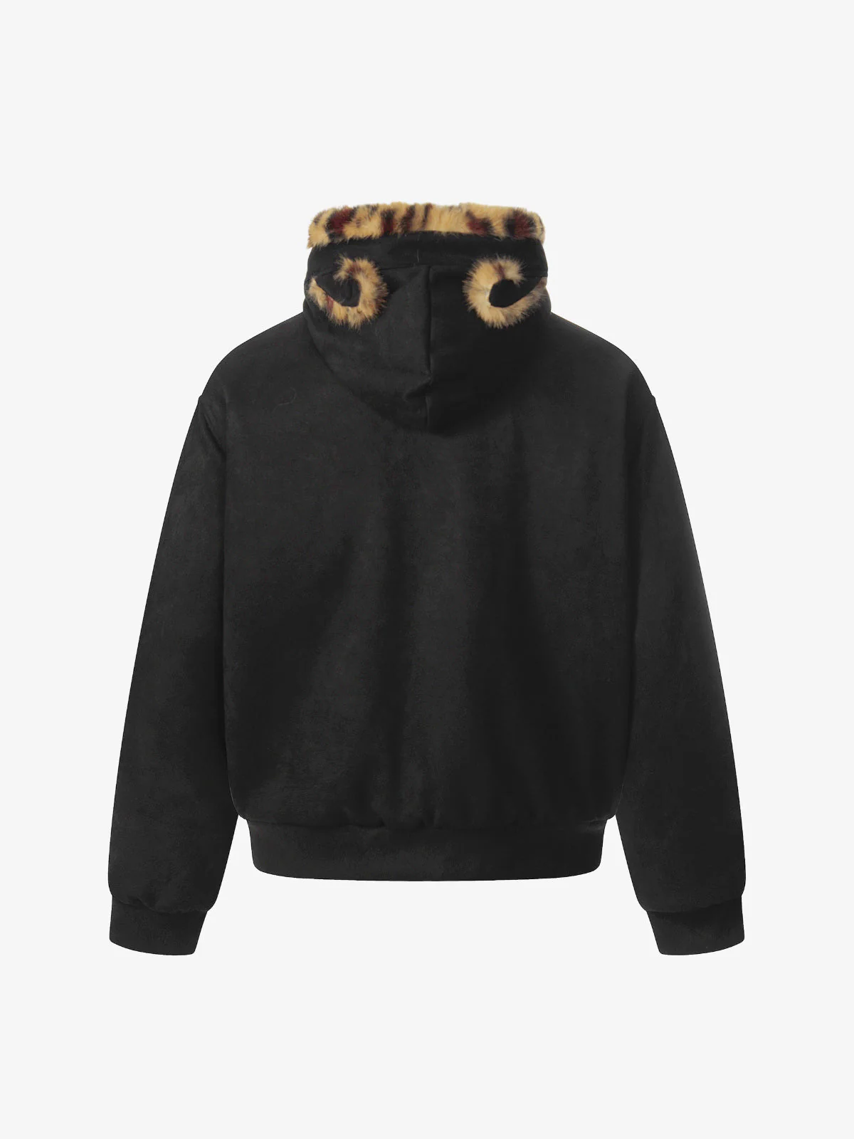 Tiger Print With Ears Hooded Fur Jacket - Image 6