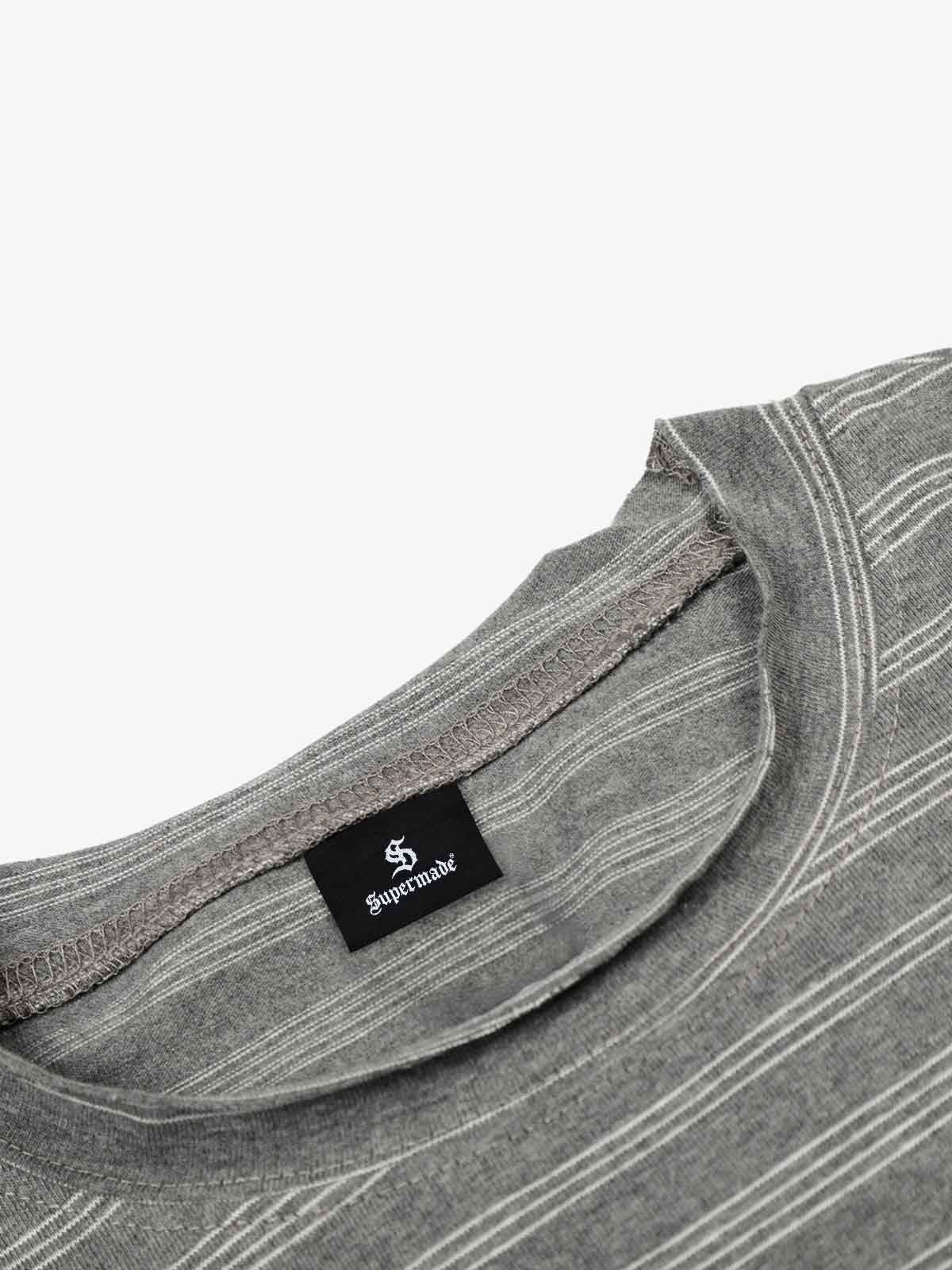 Striped Gothic Letter Graphic Long Sleeve T-Shirt - Image 3