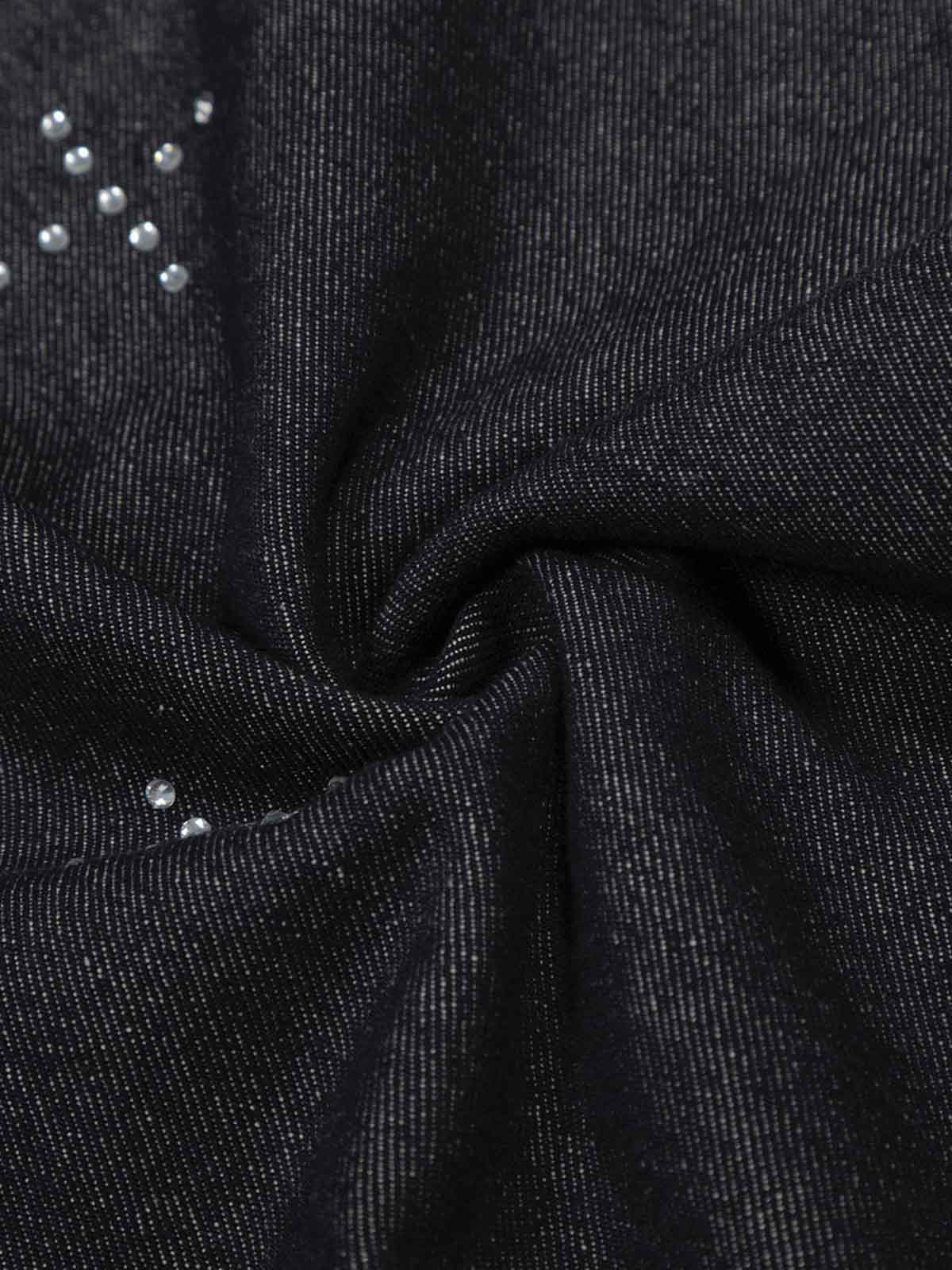Studded Cross Pattern Wide Leg Denim Jeans - Image 5
