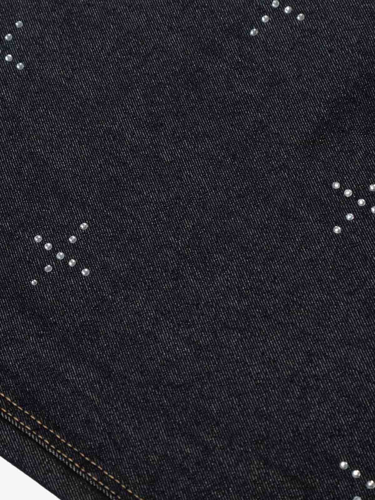 Studded Cross Pattern Wide Leg Denim Jeans - Image 8