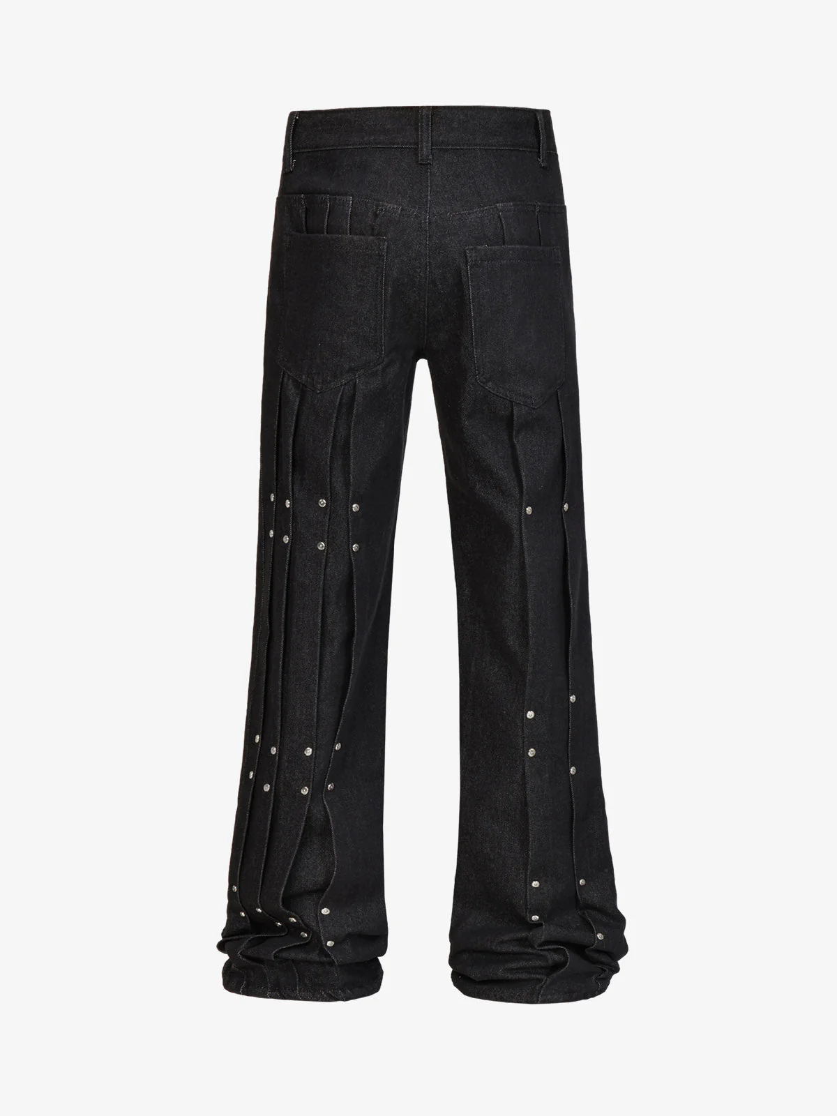Studded Pleat Wide Leg Denim Jeans - Image 2