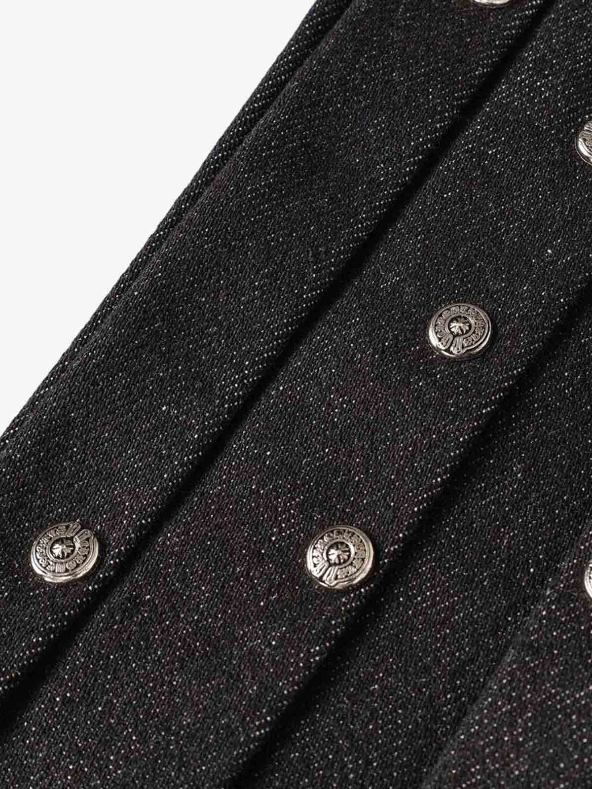 Studded Pleat Wide Leg Denim Jeans - Image 3