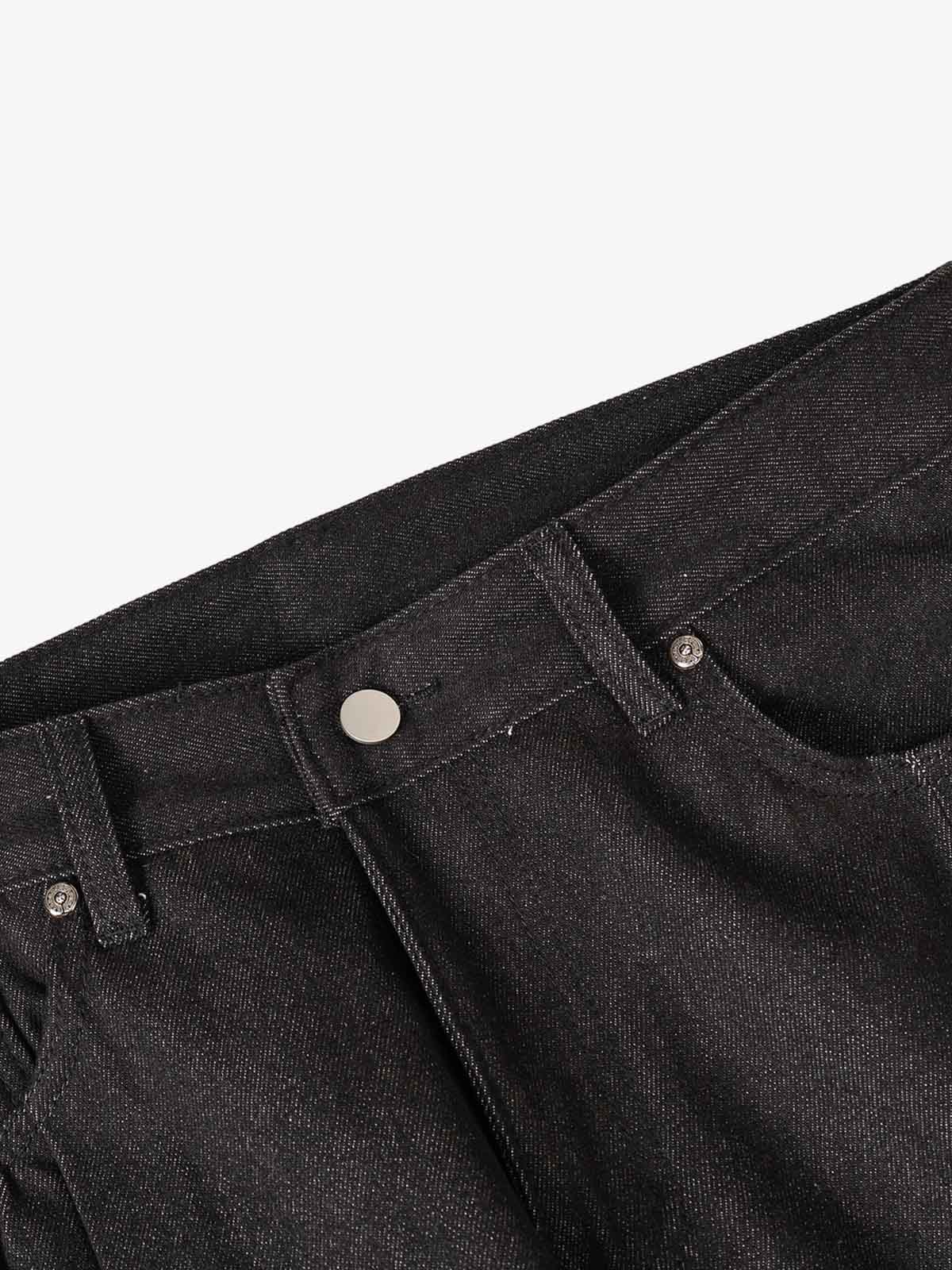 Studded Pleat Wide Leg Denim Jeans - Image 6
