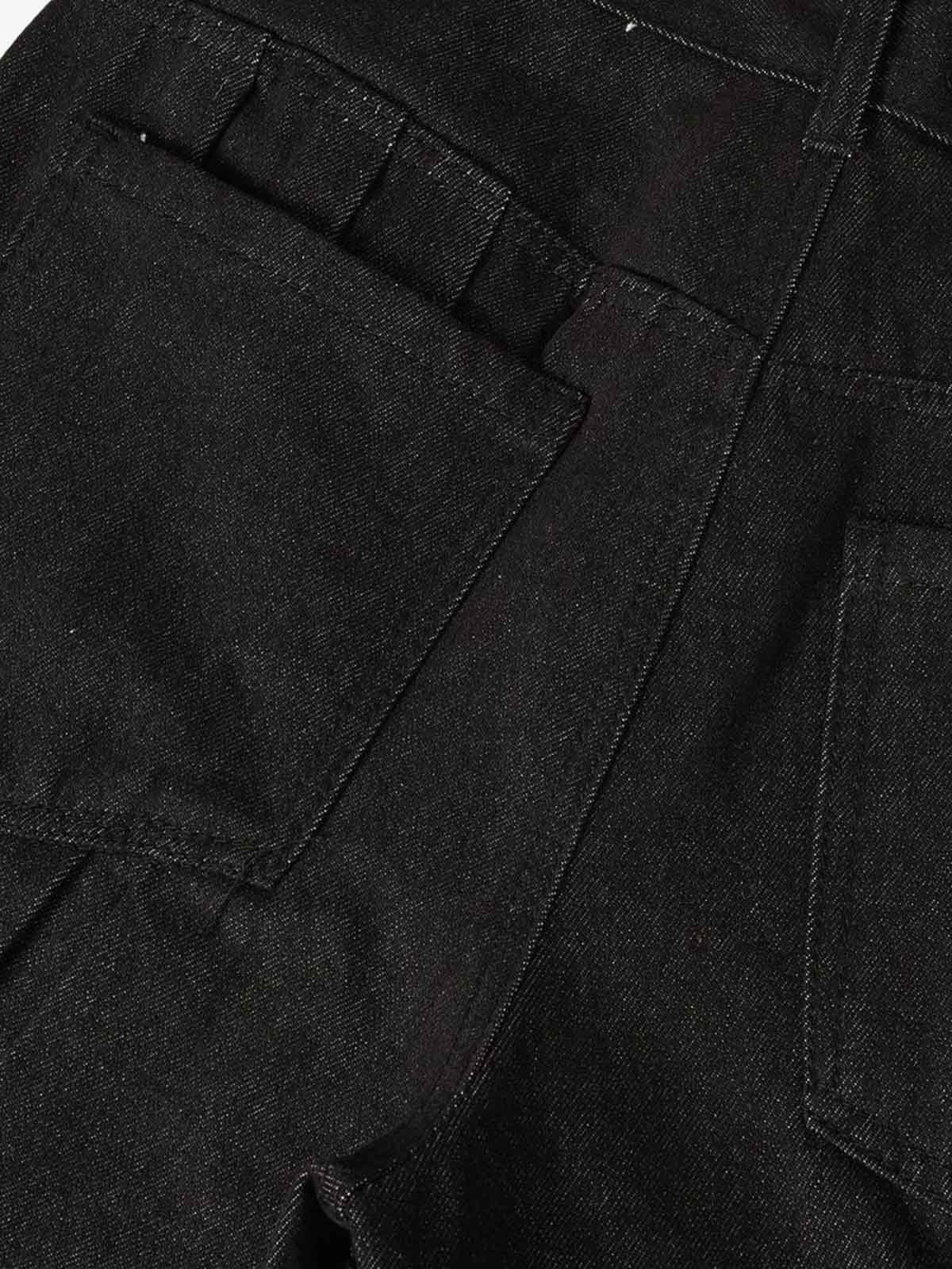 Studded Pleat Wide Leg Denim Jeans - Image 9
