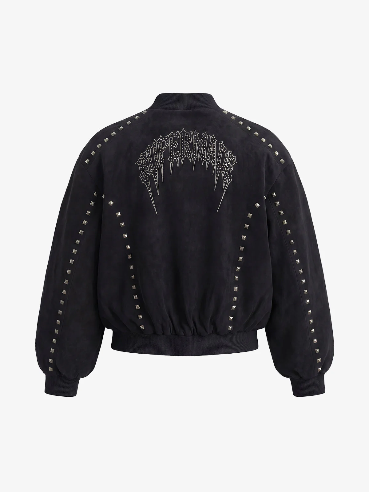 Studded Suede Embroidered Bomber Jacket - Image 2