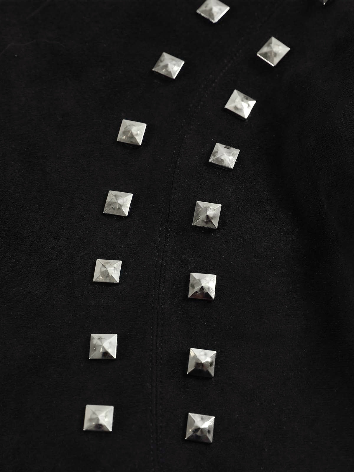 Studded Suede Embroidered Bomber Jacket - Image 6