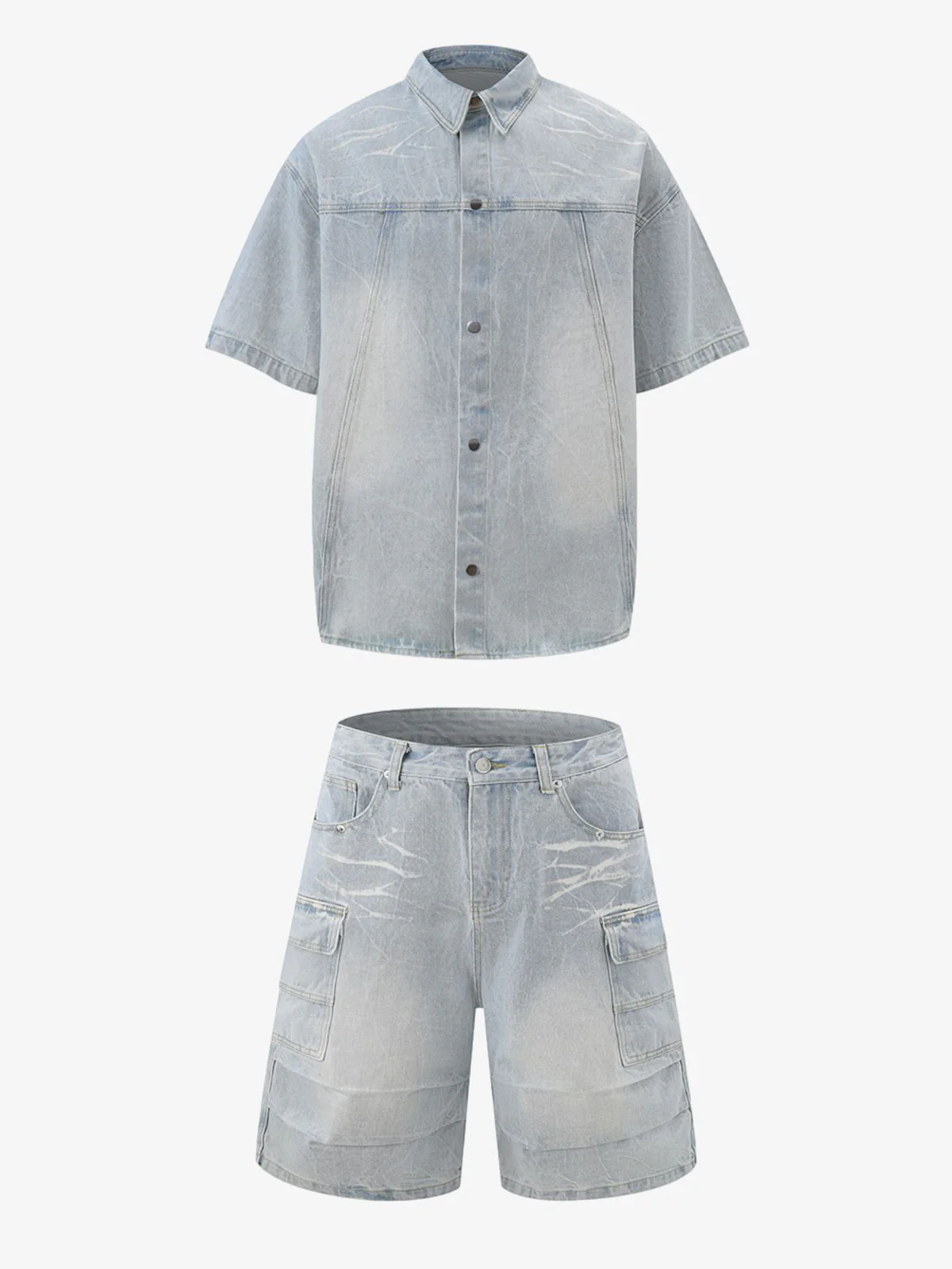 Short Sleeve Shirt & Shorts Denim Set - Image 12