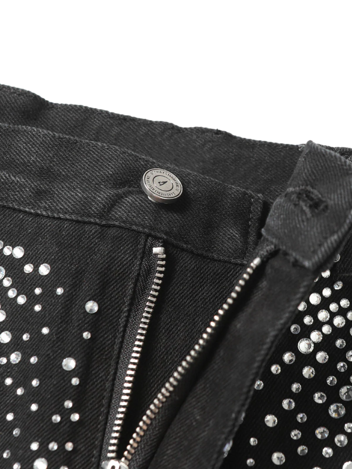 Retro Washed Rhinestone Raw Edge Denim Shorts - 2419 - Image 9
