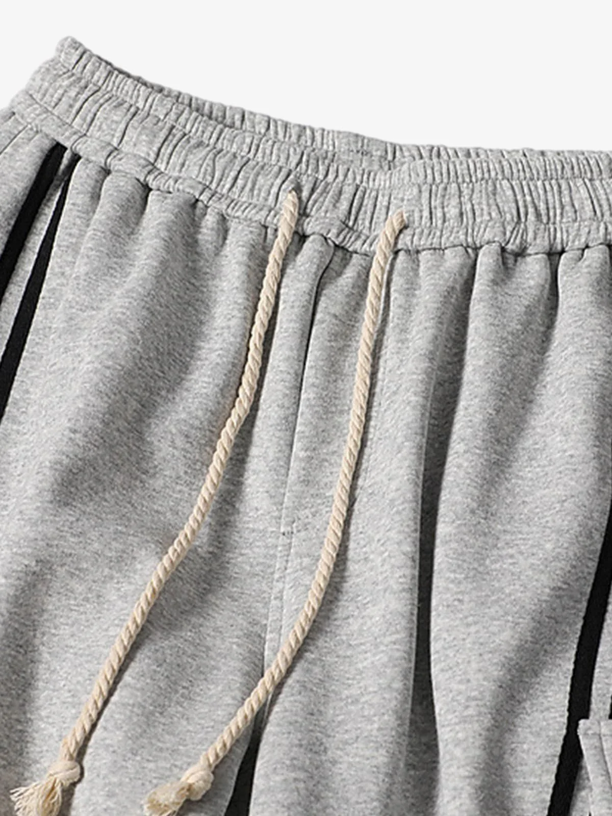 Cotton Web Stitching Letter Print Drawstring Barrel Pants - Image 9