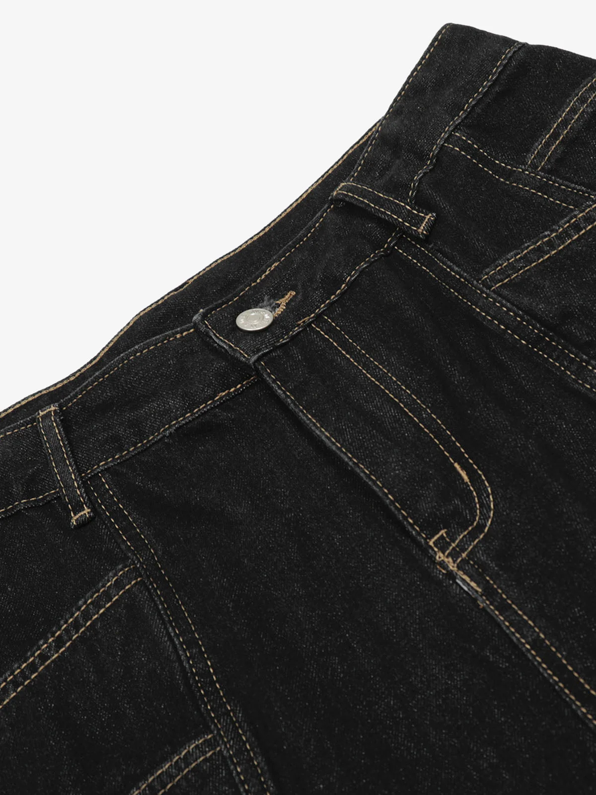 Contrast Stitched Patch Pocket Denim Jorts - Image 4