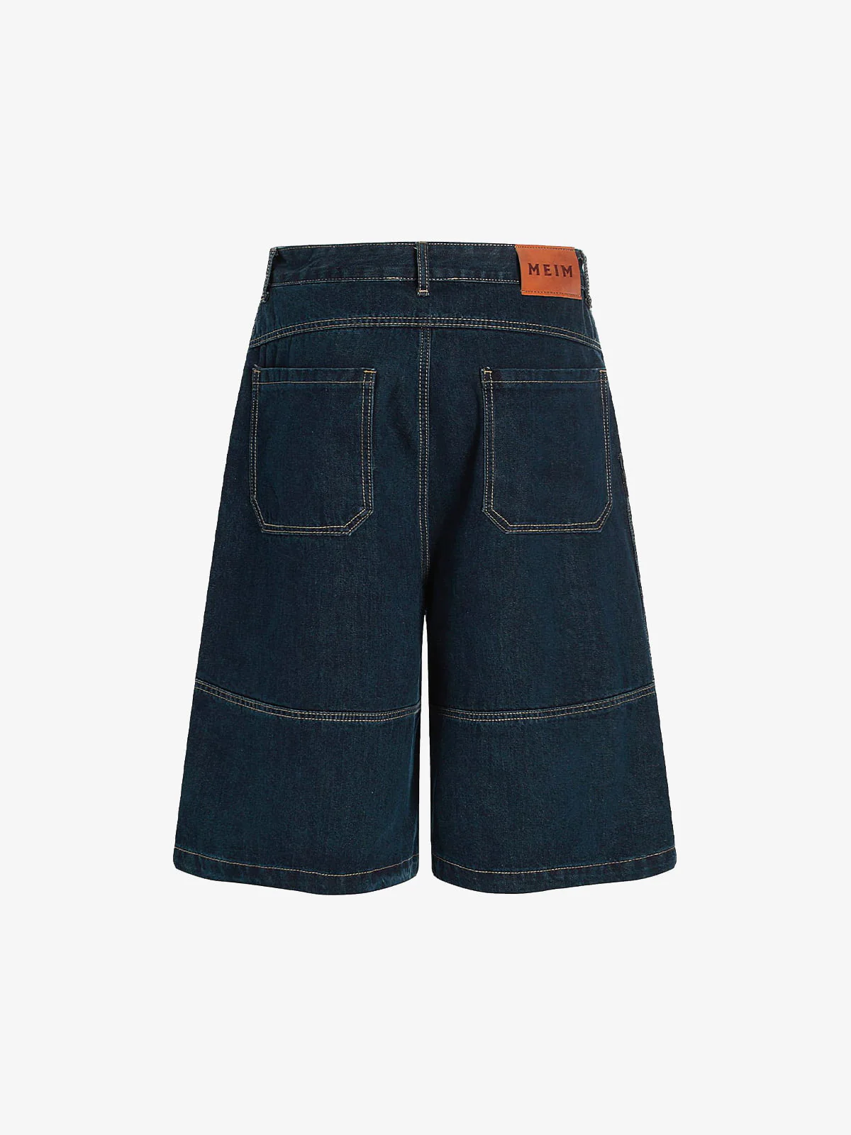 Contrast Stitched Patch Pocket Denim Jorts - Image 7