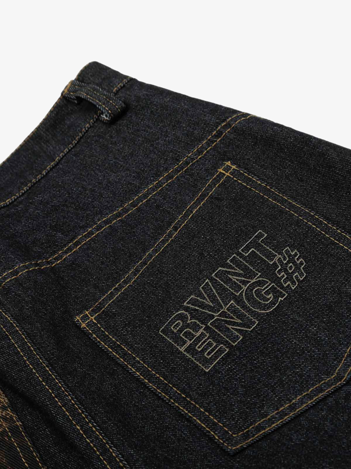 Washed Cheetah Print Patchwork Denim Jorts - Image 6
