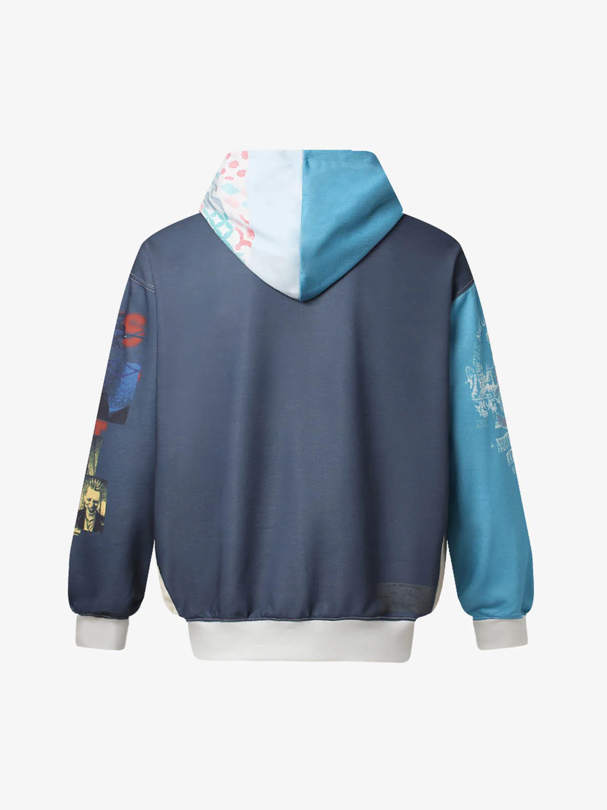 Stylish Graphic Hoodie with Unique Patchwork Design for Men - Image 3