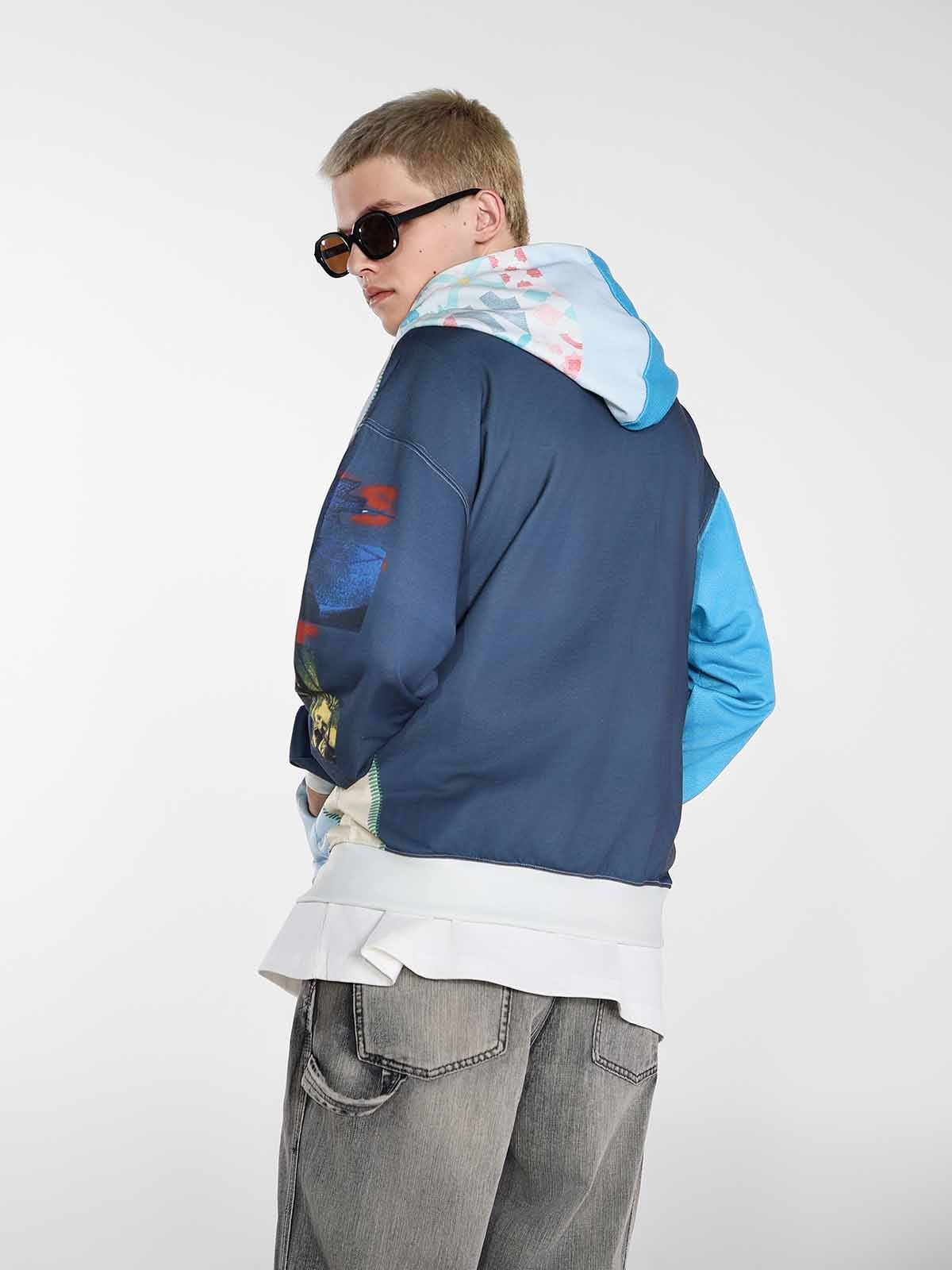 Stylish Graphic Hoodie with Unique Patchwork Design for Men - Image 7